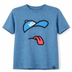 Vans Blue Graphic T-Shirt Red Tongue Blue Small